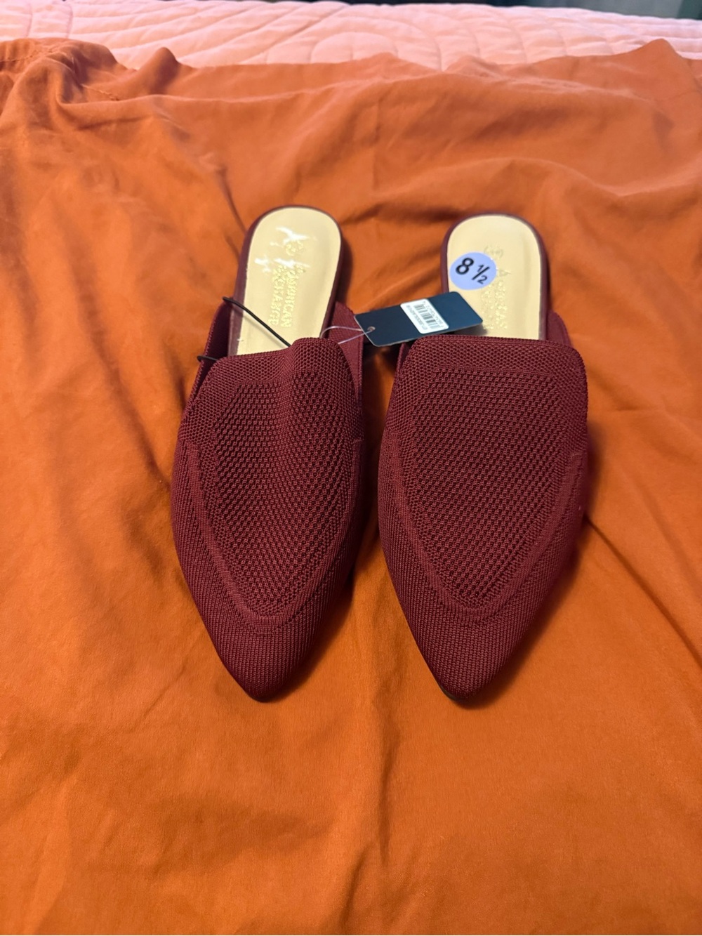 Pointed Knit Mule Slides in Burgundy - Women